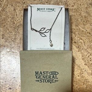Silver Leaf Necklace with Pearl - New never worn